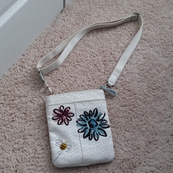 Unique floral/BEE crossbody bag white - Picture 2 of 8